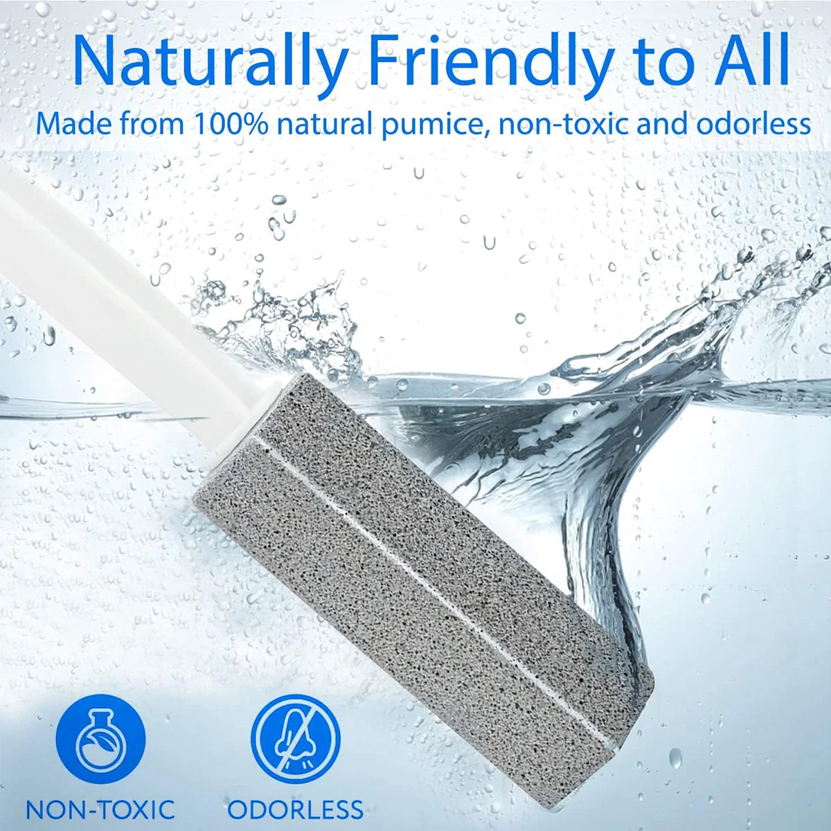 6 Pack Pumice Stone for Toilet Cleaning Brush with Handle Cleaner Hard Water Ring Remover for Bath/Pool/Kitchen/Household