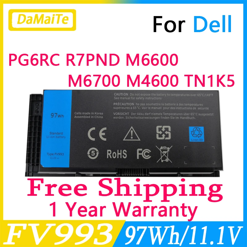 Bateria do Portátil para Dell M6600 M6700 M6800 M4800 M4600 M4700 Série Fj4w T3nt1 N71fm Pg6rc R7pnd 3djh7 97krm Fv993