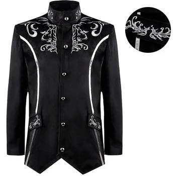 New European And American Medieval Clothing Vintage Stand-up Collar Embroidered Jacket