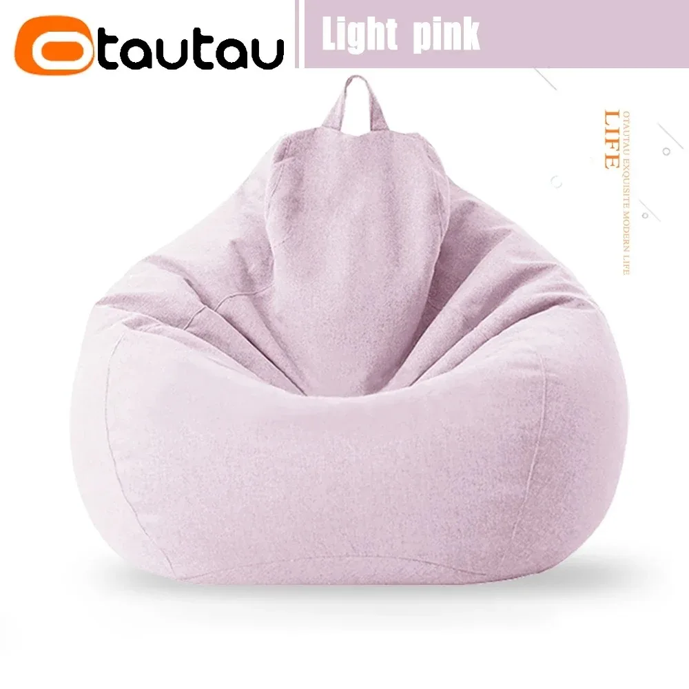 Cotton Linen Bean Bag Cover in Floor Corner Lazy Chair Design - Pouf Salon Ottoman Lounger Sac