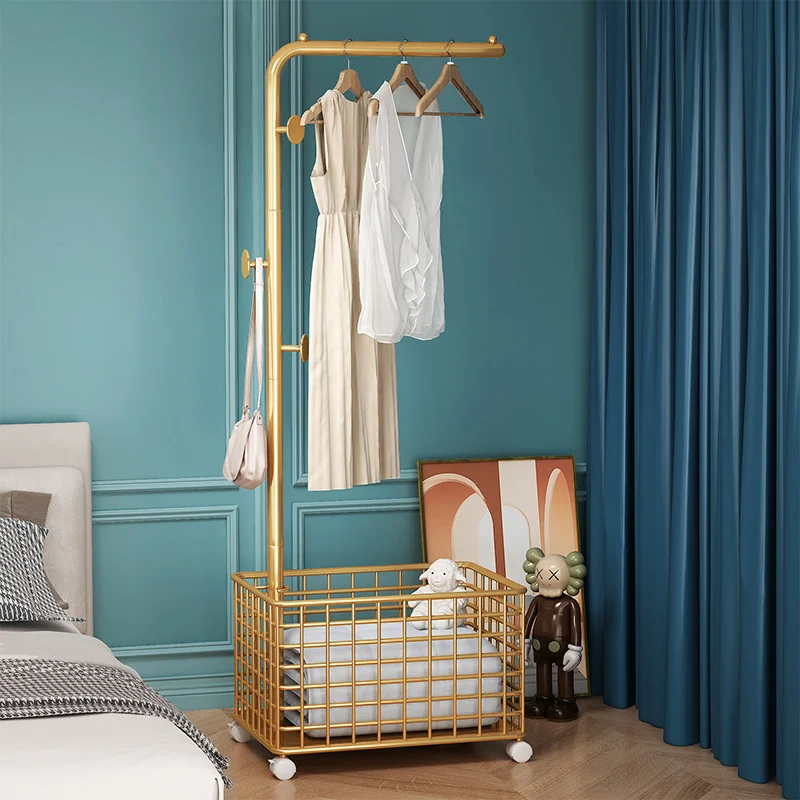 

Simple Metal Drying Rack, Gold Floor Hanger, Bedroom Wardrobe, Closet, Living Room, Sturdy Space-Saving Stand, Coat Holder