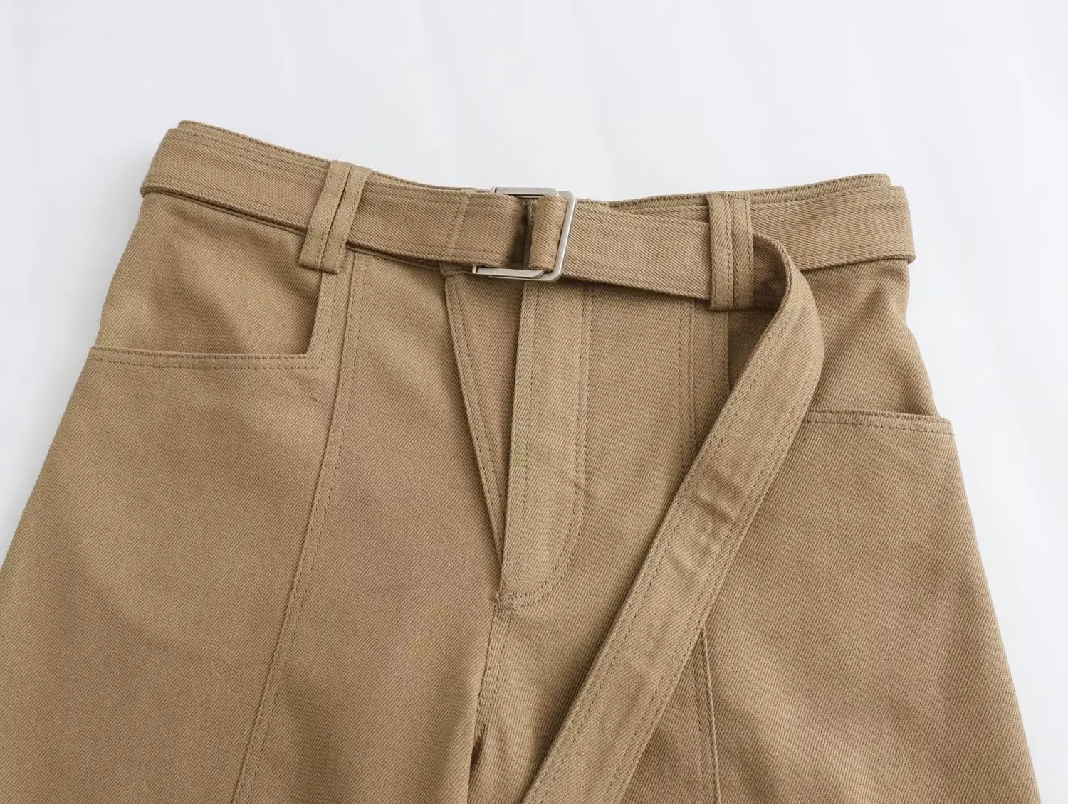 Maxdutti Japanese Minimalist Khaki Casual Pants Elegant Women's With Belt Fashionable And Workwear Pants Ladies
