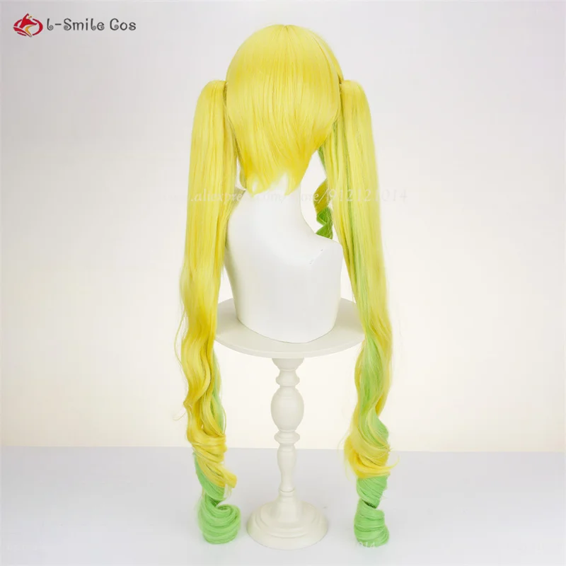 Anime Rock Ririsa Suzunomiya Cosplay Perücke Gelb Grün 100cm Lang Lockig Hitzebeständig Synthetik + Wig Cap 6
