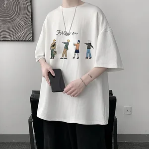 Men's Cotton T-shirts White Mens Oversized T Shirt Summer Casual Wear Follow Print Tee Shirts Fashion for Men 5XL Male Clothes