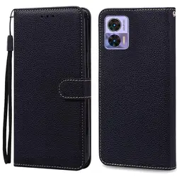 Silicone Leather Flip Wallet Phone Case - Elegant and Durable Cover for Moto Edge 30 Neo (Black)