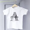 Personalised Initial Boys T-shirt Custom Boy Name Clothes Summer Short Sleeve Tops Letter Print Kids Tees Casual Toddler Outfits 5