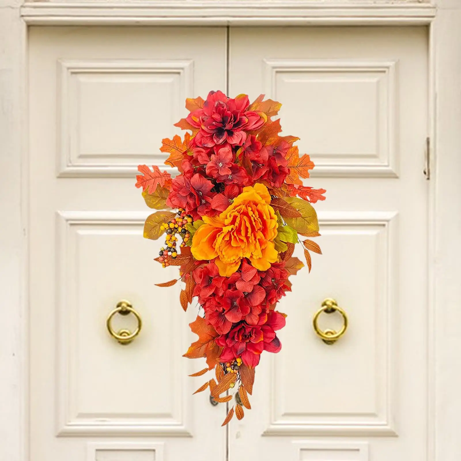 Artificial Fall Flower Wreath Hanger Wall Decor for Farmhouse Outdoor