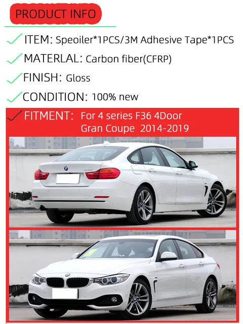 Spoiler Posteriore In Carbonio Look Per BMW Serie 4 F36 2014-2020 - Stile M4, Gran Coupe - Foto 1