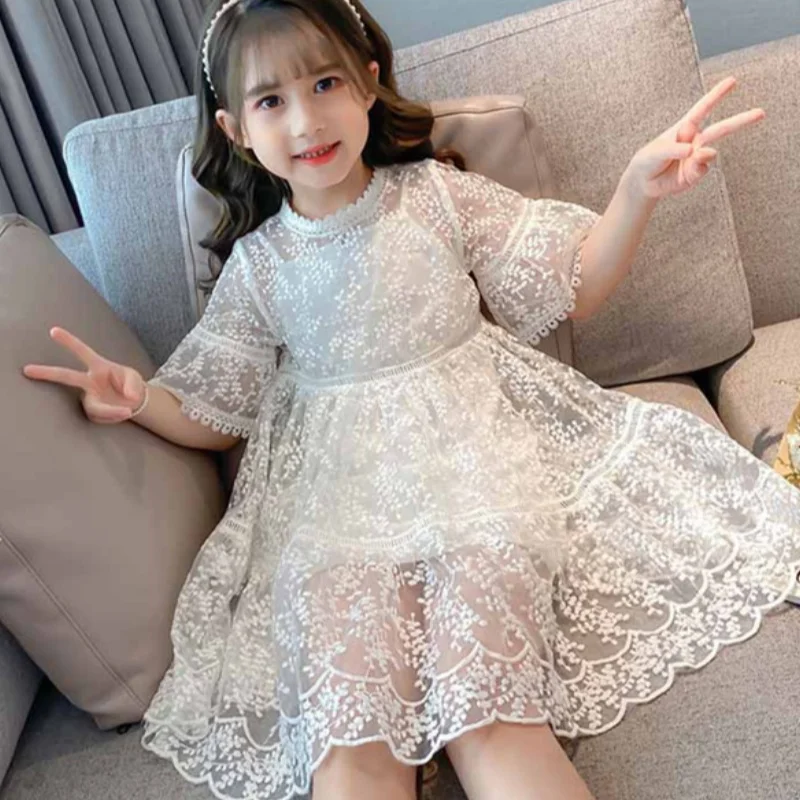 

Платье для девочек, детское вечернее платье на день рождения, хлопковое кружевное весенне-летнее платье высокого качества для девочек с цветами, детская одежда