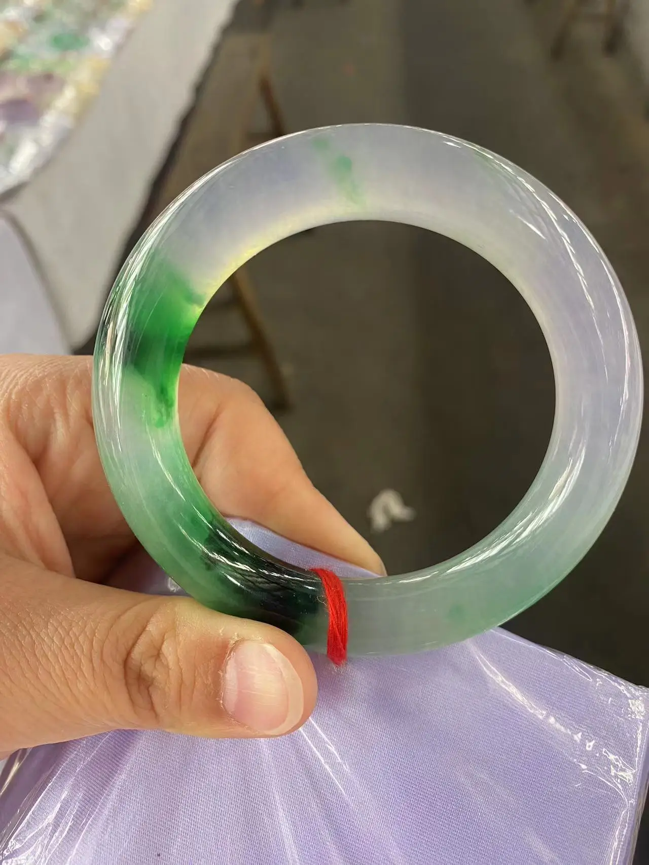 Natural Pattern Bashan Jadeite Bangles High Ice Float Green True Color Perfect Jade Bracciale Handring Gioielleria Raffinata