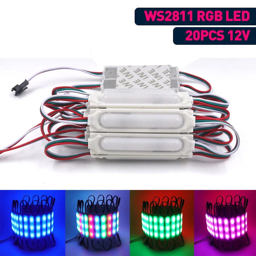 IP67 Waterproof DC12V Dream Color RGB WS2811 SMD 5050 3Leds Moudle Advertisement Decoration LED Strip 20PCS