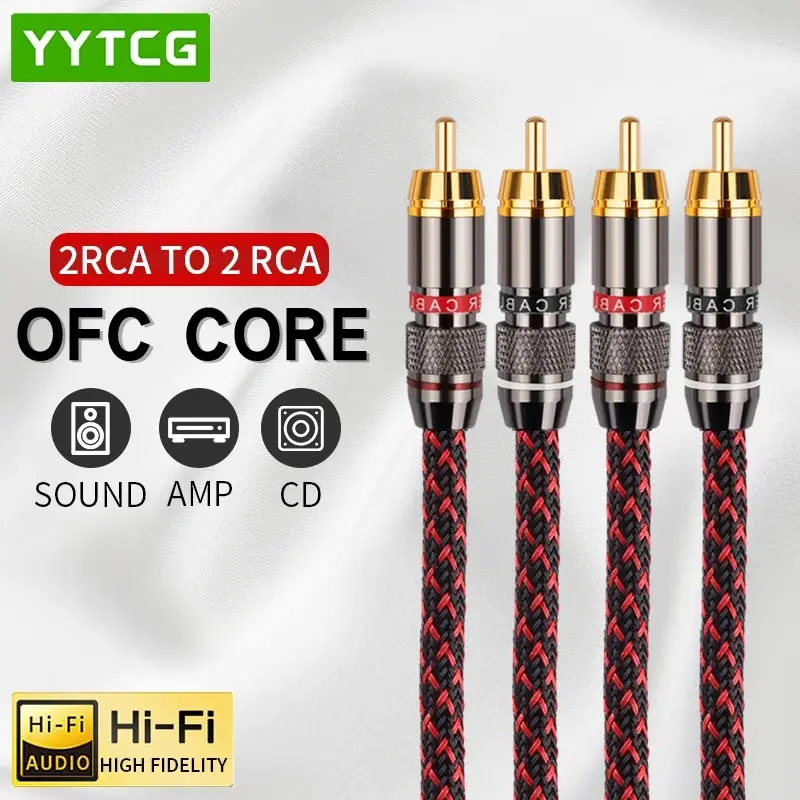 Yytcg 1 Paio Di Cavi Audio Rca Da 2 Rca A 2 Rca Cavi Di Interconnessione Hifi Stereo 4N Ofc Maschio A Maschio Per Amplificatore Dac Tv Car Audio