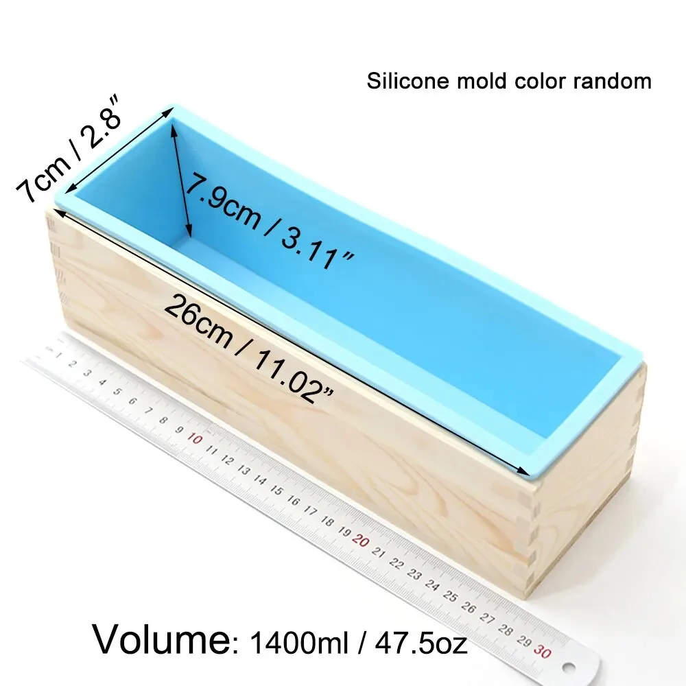 Silicone Mold Rectangular Handmade Soap Mold Kit with Cutter and Wooden Box