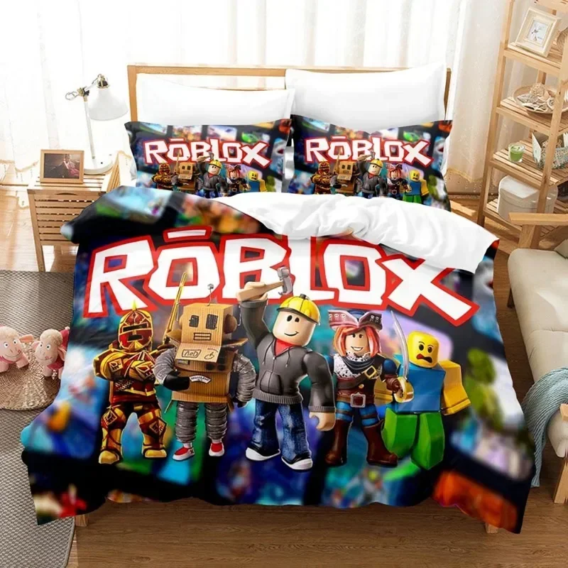 ROBLOX Game Surrounding Children's Anime Student Dormitory Bed Sheet Quilt Cover Three-piece Home Bed Three-piece Set Boys Girls 2