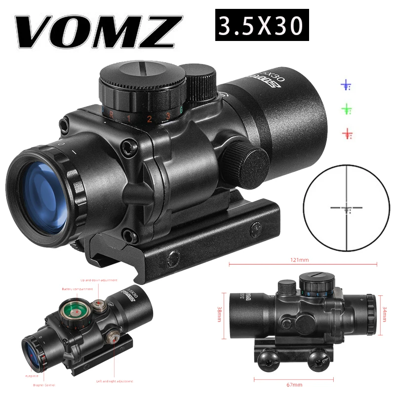 

Лазерный прицел VOMZ 3.5X30 RGB с красной тройной подсветкой, тактический комбинированный компактный оптический прицел, оптический зеленый прицел