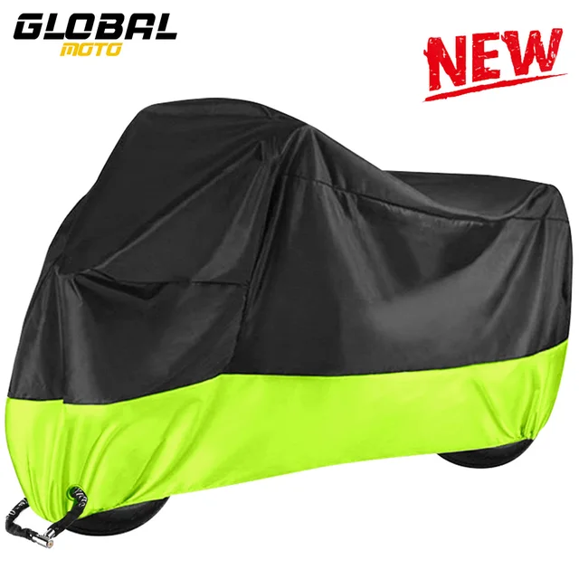 New Motorcycle Cover Outdoor Waterproof UV Sun Protector Scooter All Season Bike Motorcycle Accessories Rain Dust Proof Covers Z001 Fluorescent GR