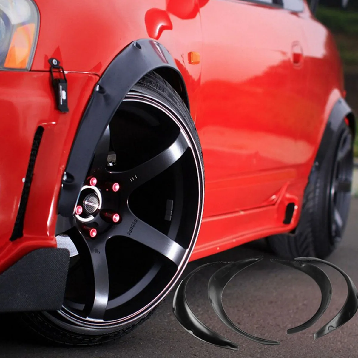 Schwarz Universal 4 stücke Auto Kotflügel Schlamm Schutz Für Fender Flares Flexible Rad Augenbraue Rad Bögen Für Benz Für BMW Für VW Golf – Detail 6