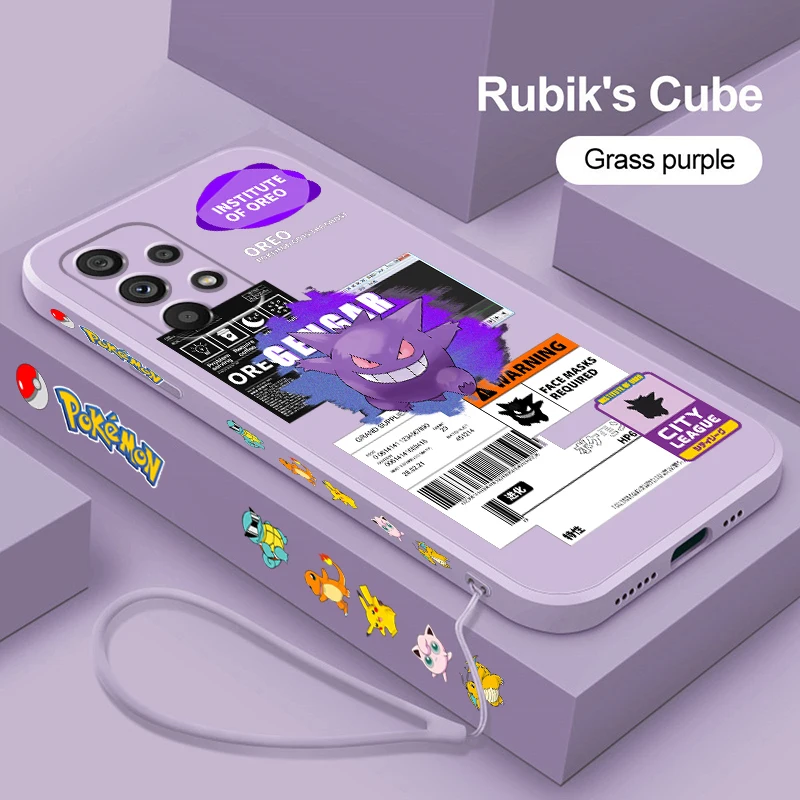 Pokemon Mewtwo Gengar Psyduck Liquid Corda Sinistra Per Samsung Note 20 10 A54 A31 A14 A03 A22 A34 A04 A24 Ultra Plus 5G Soft