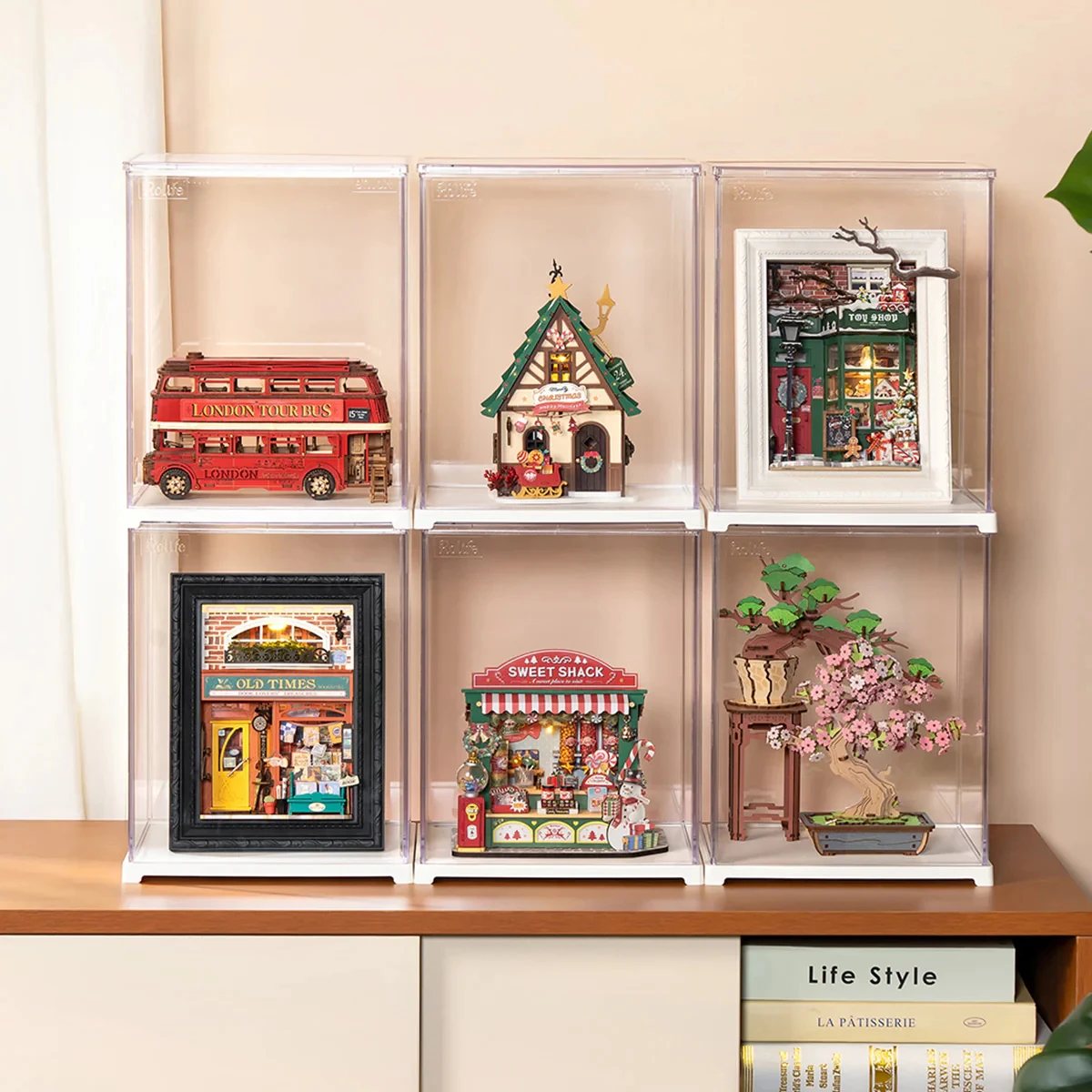 로보타임 롤라이프 클리어 디스플레이 케이스 초상화 크기 전면 도어 스택형 디..