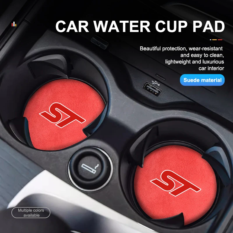 Car Suede Coaster Anti-Slip Cup Pad for Ford ST Racing Performance Focus Mk2 Mk3 MK4 Fiesta Ranger