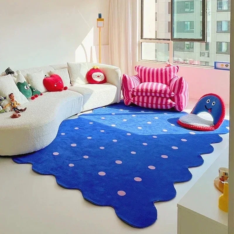 Klein Blue Irregular Decorative Living Room Carpet Simple Bedroom Soft Rug IG Cloakroom Leisure Area Plush Mats Ковер Tapis 러그 2