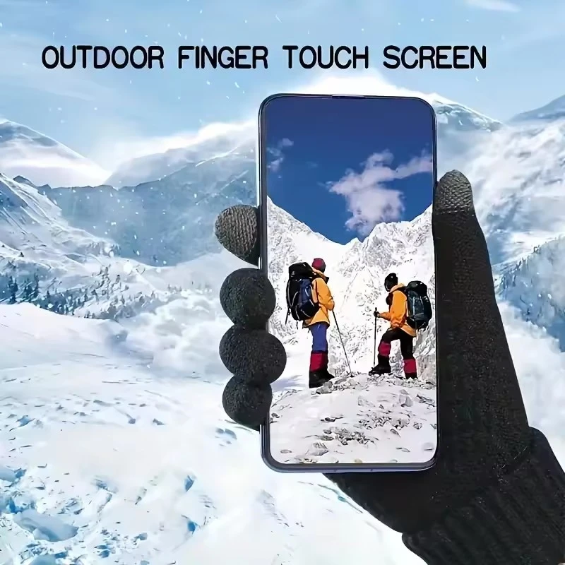 Thermal touchscreen gloves for winter outdoor skiing fishing hiking windproof anti-slip elastic cuff