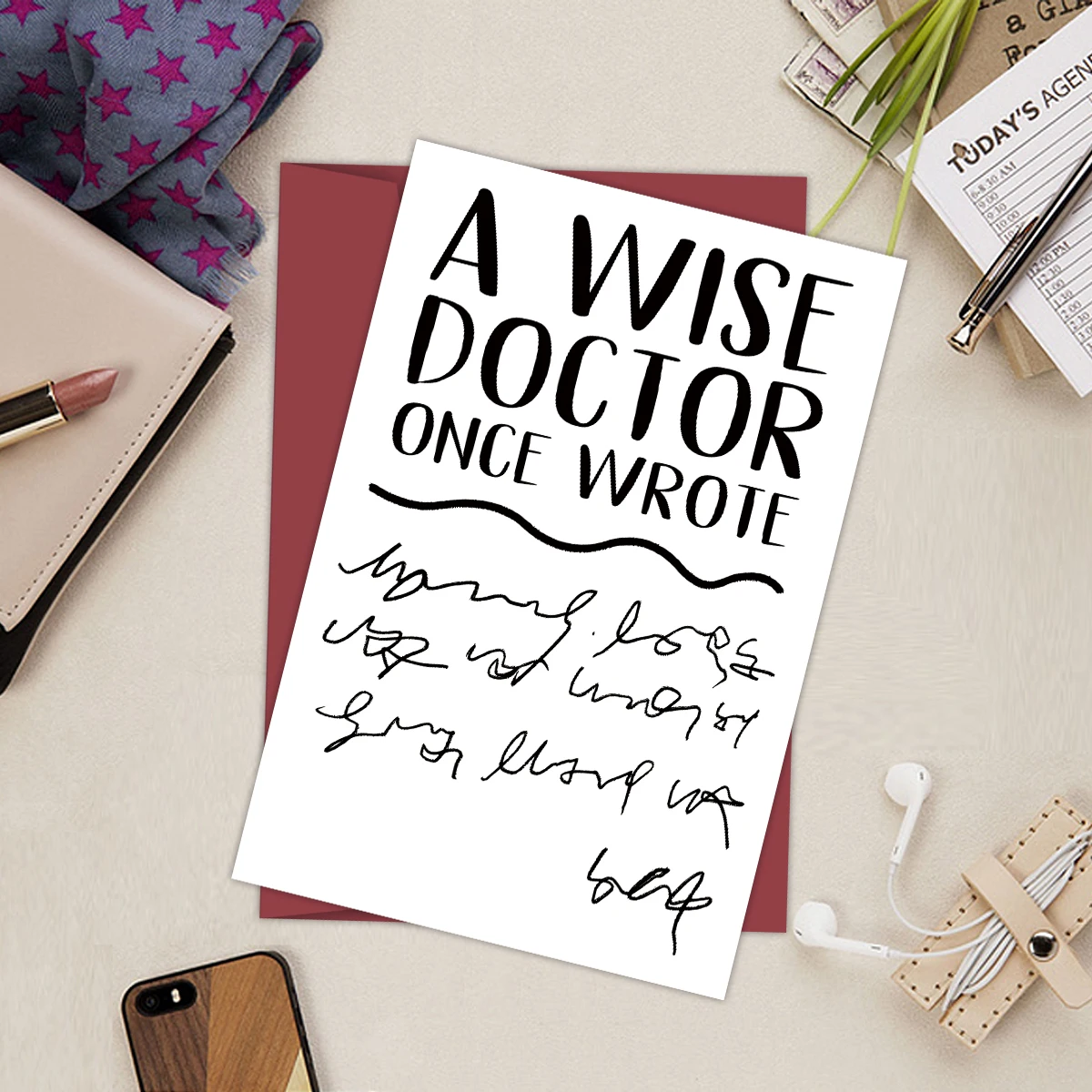 1PC Funny Phd Graduation Thank You Card,Jokey Doctor's Handwriting Card,Doctorate Degree Greeting Card,A Wise Doctor Once Wrote