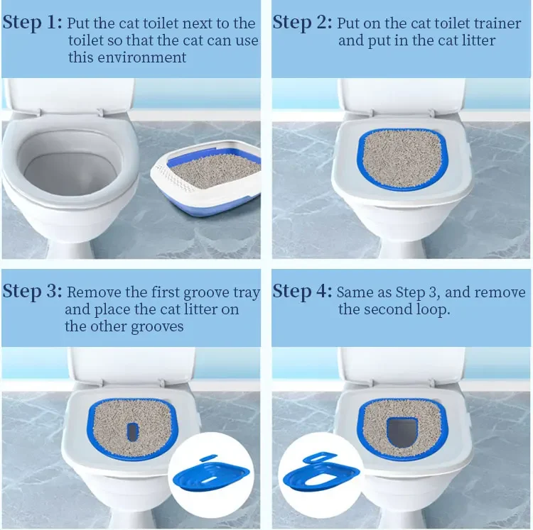 Toilet Pet Upgrade Cat Toilet Trainer Reusable Training for Cats Training Set Cat Litter Box Mat