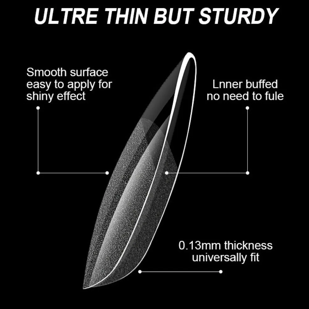 600pcs Ultra-Thin Short Nail Tips No-Trace Clear Extension Half Cover False Tips Short Square Coffin Almond Shape False Nails