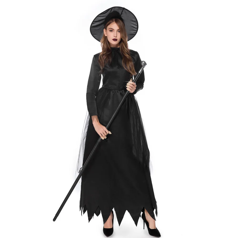 

Halloween Witch Costume For Women Adult Black Fantasy Witch Sorceress Cosplay Clothing