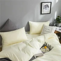 100% Cotton Bedding Set,Twin Size Duvet Cover 200x200,Skin Friendly Breathable,2 Pillowcase,No Bed Sheet,Solid Color 2