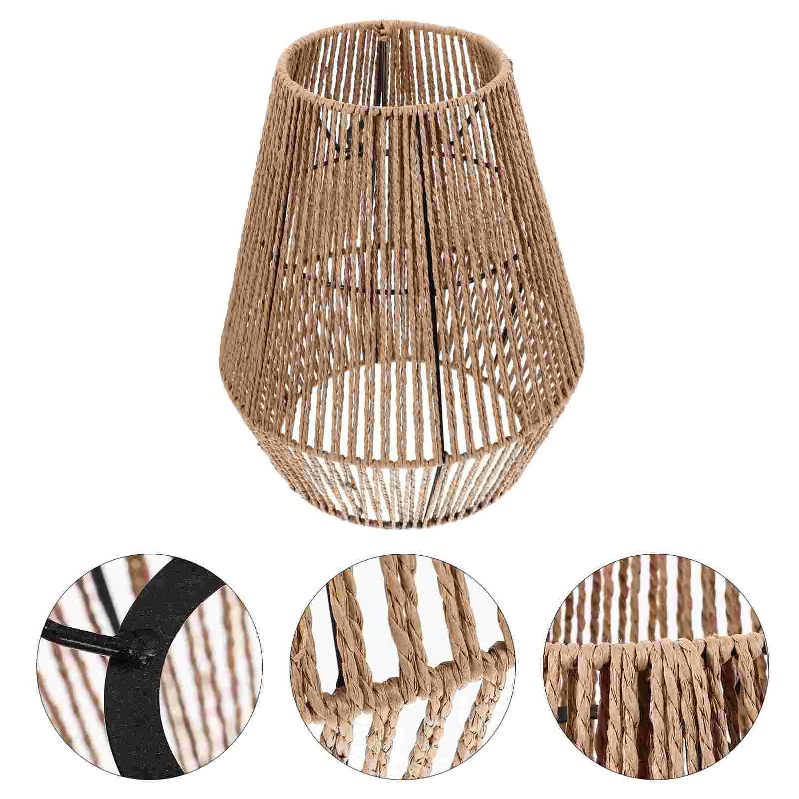 

Boho Rattan Pendant Light Cover Handwoven Wicker Cage Ceiling Mounted Lamp Shade