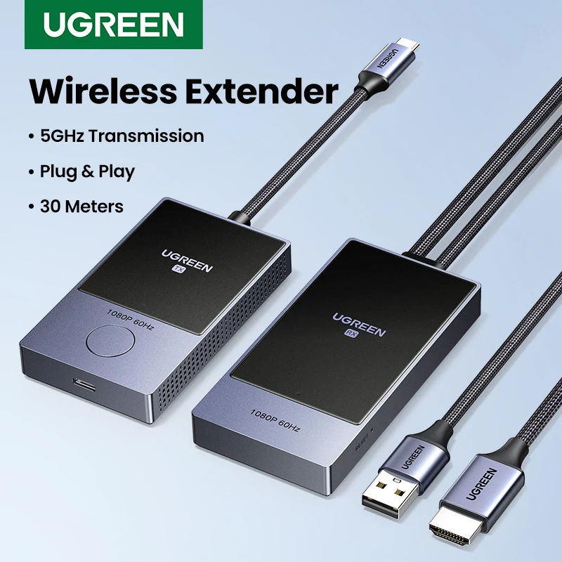Ugreen-ワイヤレスHDMIエクステンダーキット,ビデオ送信機および受信機
