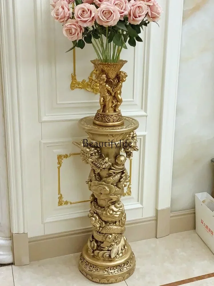 Pot Rome Column Living room European flower pot Roman column Pastoral American dill ...