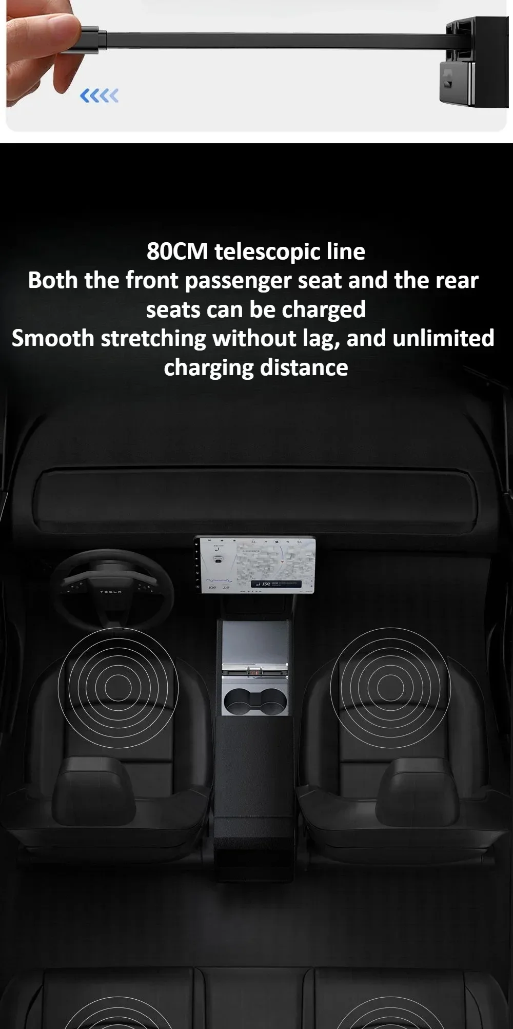 Central Control 65W Docking Station For Tesla Model Y Juniper 2025&Model 3 Highl