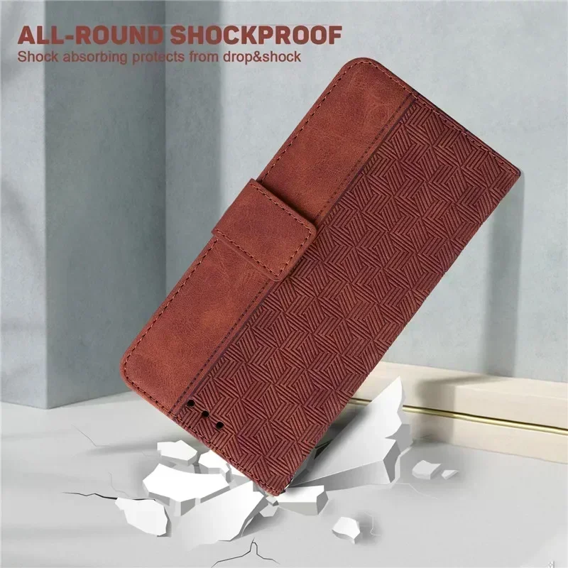 Magnetic Geometric Textile Wallet Book Cover Phone Case