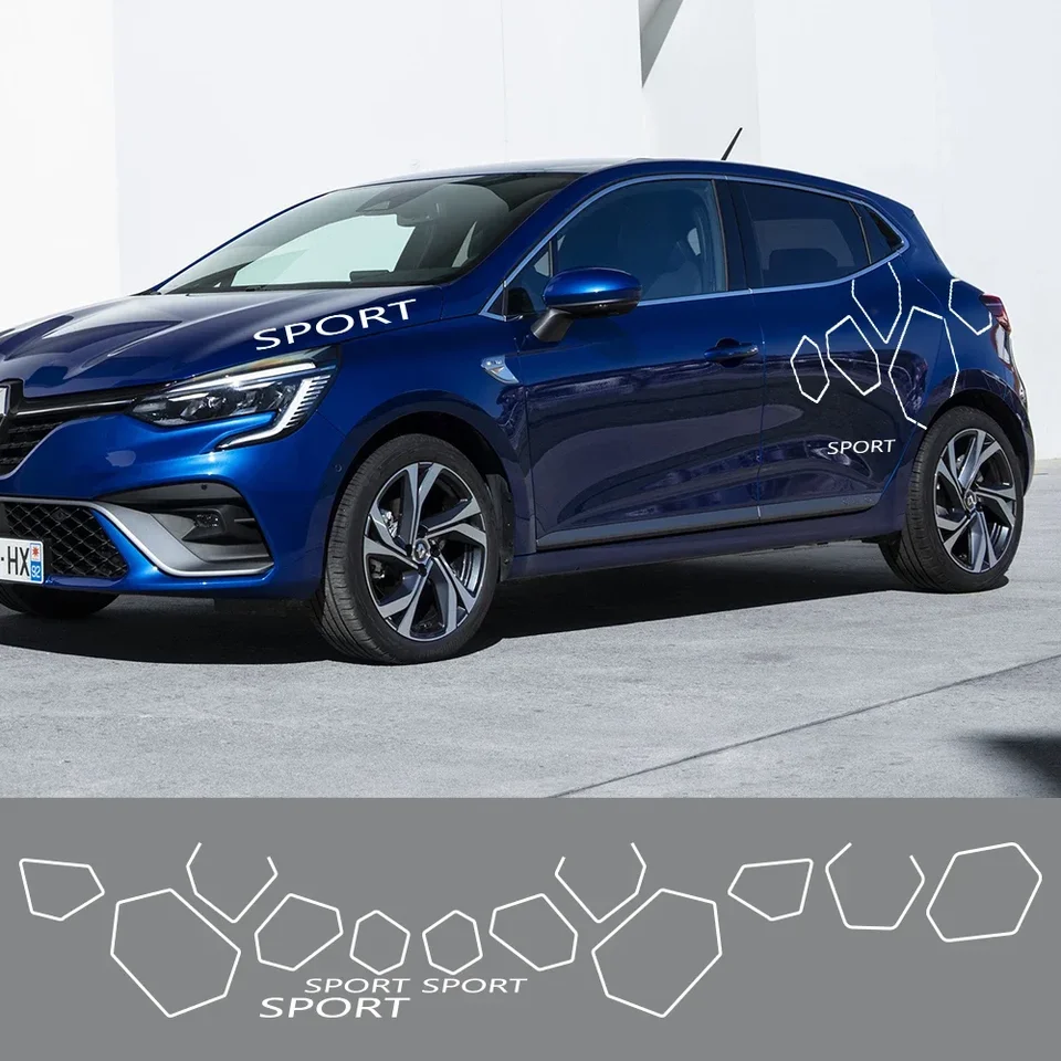 Adesivo In PVC Prespaziato Per Auto Compatibile Con Renault Clio 2 - Scritta DOWN OUT DUB JDM TUNING, Colore Blu, Lato Lungo 30 Cm