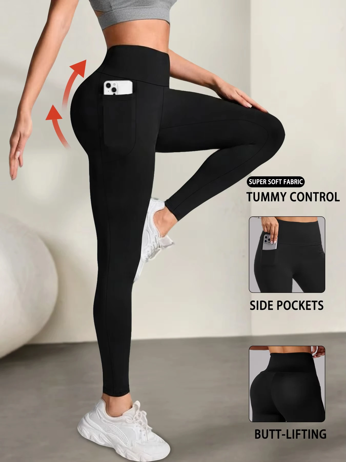 Women Yoga Fitness Leggings With Pocket High Waist Tights Gym Workout Running Stretchy Sexy Butt Liftting Casual Skinny Pants 3