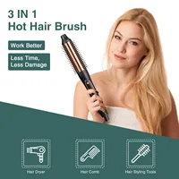 3 In 1 Electric Thermal Protection Safety Negative Ion Shiny Smooth Hair Straightener Brush Curling Comb Dryers Straight Brush 2