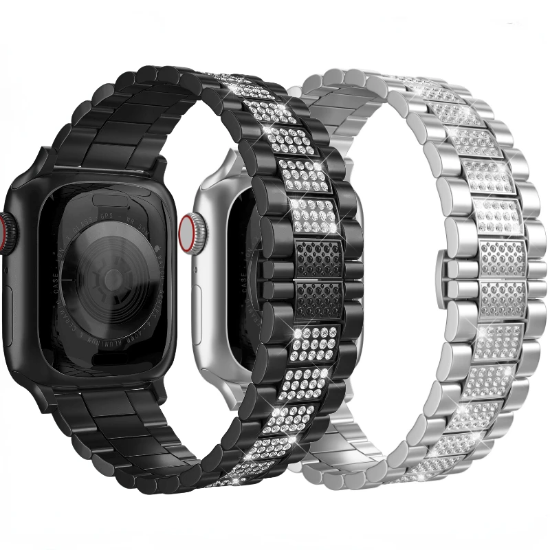 

Metal Diamond strap For Apple watch Ultra 49mm 8 7 45mm 41mm Luxury Bracelet Wristband For iWatch 6 5 4 3 SE 44mm 40mm 42mm belt