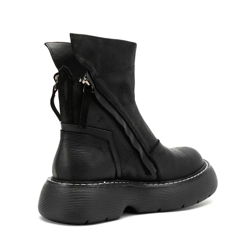 

Мотоциклетные ботинки Euro Station, черные ботинки челси из натуральной кожи на толстой подошве в британском стиле