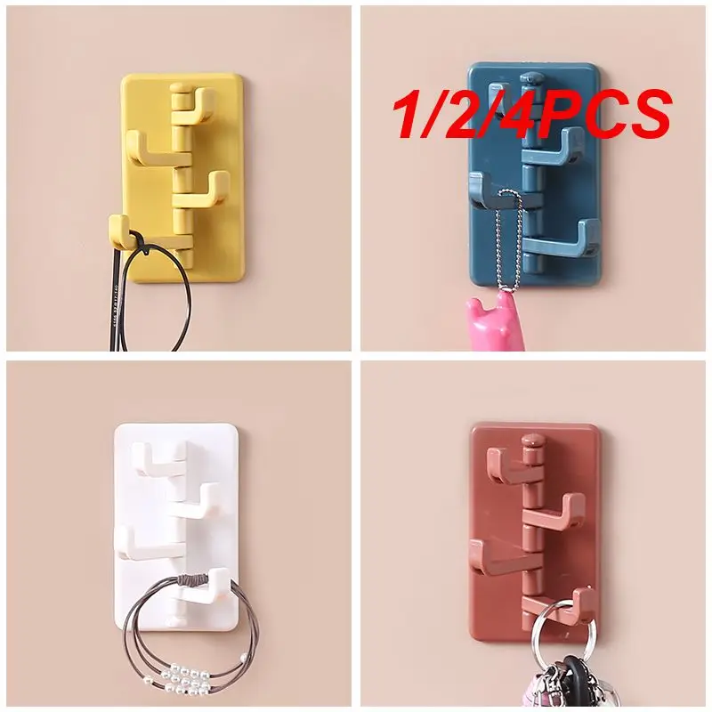 Self Adhesive Wall Hook Strong Without Drilling Coat Bag Bathroom Door Kitchen Towel Hanger Hooks Home Storage 1/2/4PCS
