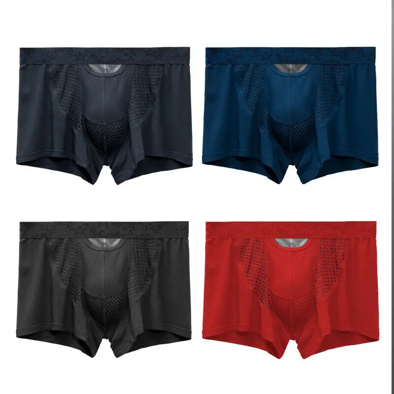 

Mens Modal Underwear Boxer Brief Separate Penis and Ball Pouch Elastic Waistband Calsoncillos Para Bikini Hombre Men's Panties