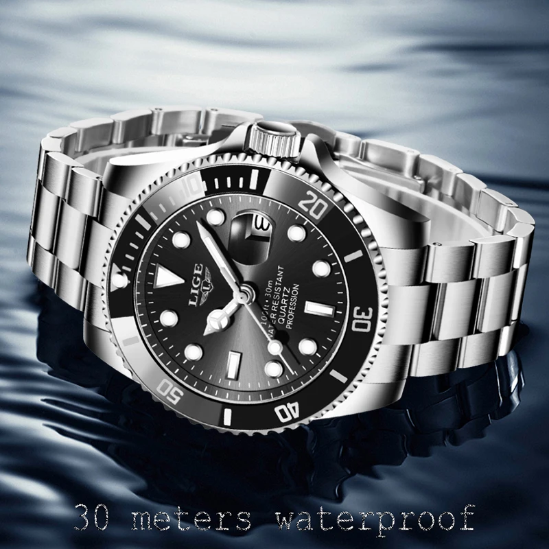Quartz Watch For Men LIGE Casual Business Waterproof Chronograph
