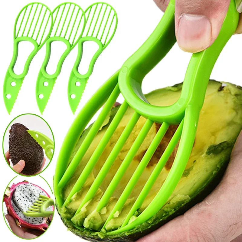 

3 in 1 Avocado Slicer Avocado Cutter Peeler Pitter Scooper kiwi Fruit Slicer Household Corer Plastic Fruit Pulp Separation