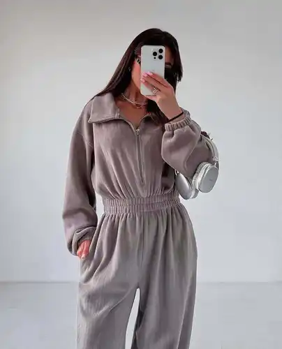 Zekye Woman Clothing New Fashion Long-sleeved Jumpsuit Women's Casual Semi-open Elastic Waist Jumpsuit Elegant Woman Jumpsuit - Image 8