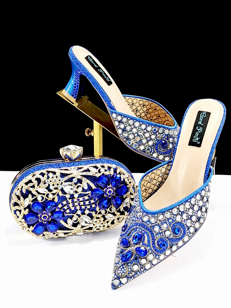 QSGFC Italian Design Rhinestone-encrusted Ladies Party Shoes And Special Bag High Heels And Dual Purpose Bag Women's Shoes