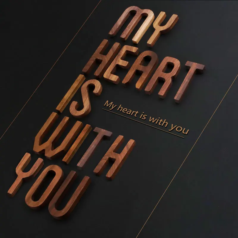 Wooden Letter Decor Nordic Style Walnut Letter Decorative Letters Combination Wall Decoration DIY Letter Home Decoration
