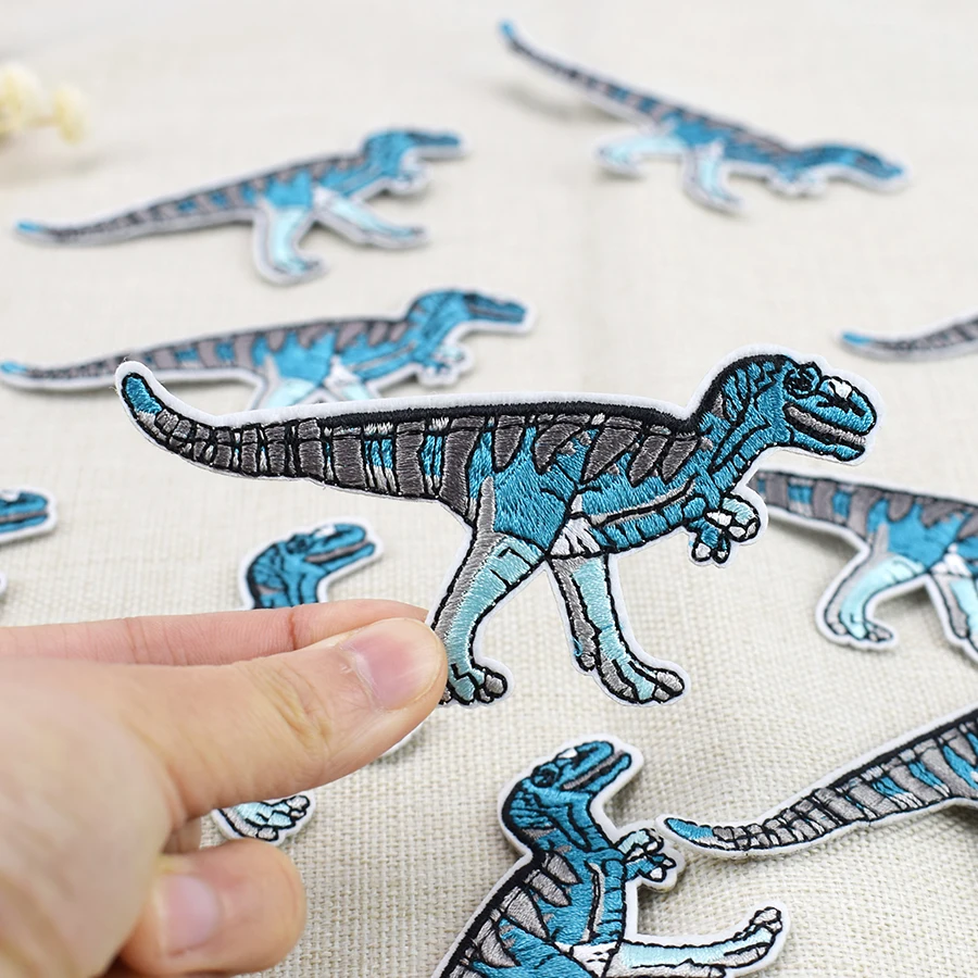 10 PCS Dinosaur Clothing Patches Iron Embroidered for Children Cartoon Tyrannosaurus Applique Iron on Patch Sewing Accessories