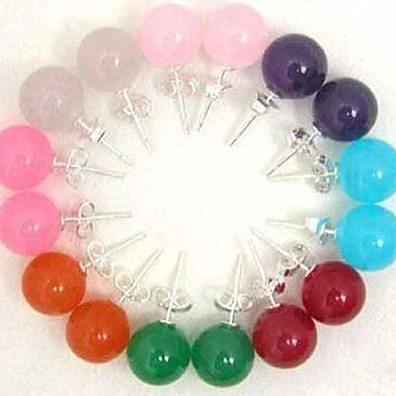 

Charming Multicolor chalcedony jades 10mm Round loose beads making Woman Earring